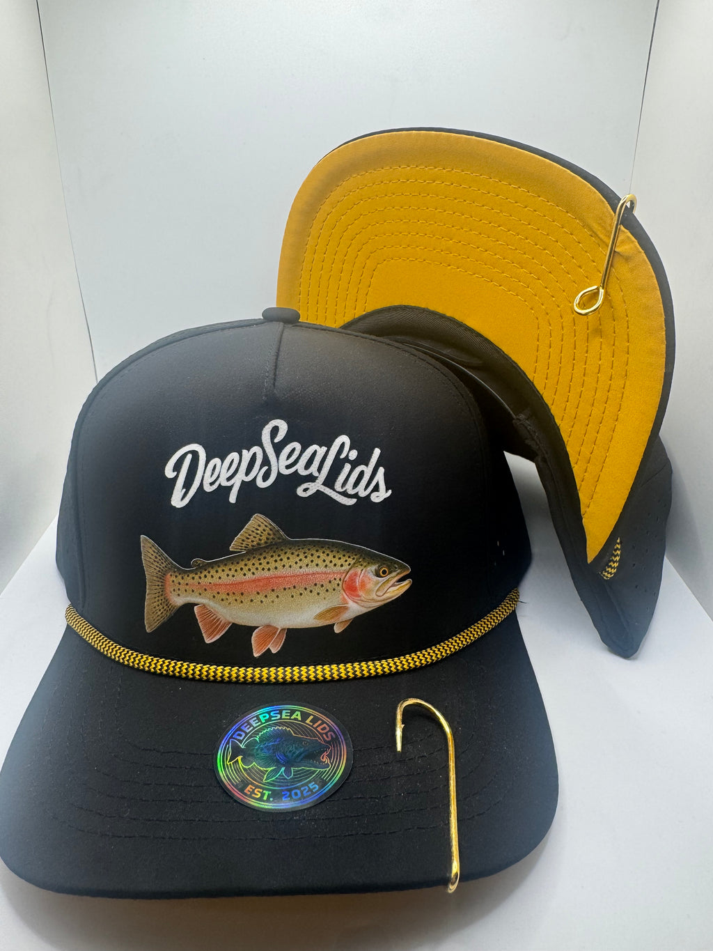 DeepSeaLids Black and yellow under lid (Rainbow Trout)
